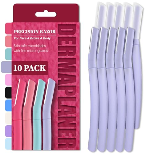 Dermaplane Razor, Face Razors for Women, Dermaplaning Tool with Microblades for Face, Gentle Facial Exfoliation, Peach Fuzz Removal and Eyebrow Shaping, Skin Care Tool for Smoother Skin, Lilac