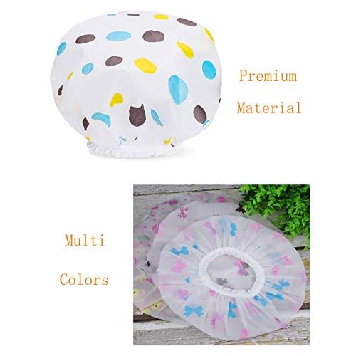 12 Pieces Reusable Waterproof Shower Caps,Durable Elastic Bathing Hair Cap,Beauty Salon Spa Shower Caps Lace Elastic Band Hair Bath Caps Shower Caps