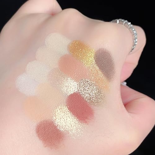 16 Colors Brown Eyeshadow Palette, Brown Eyeshadow with Metallic and Matte Finishes, High-Pigment Eye Makeup Pallet with a Long-Wearing Formula, Eyeshadow Pallet for Halloween Parties Christmas