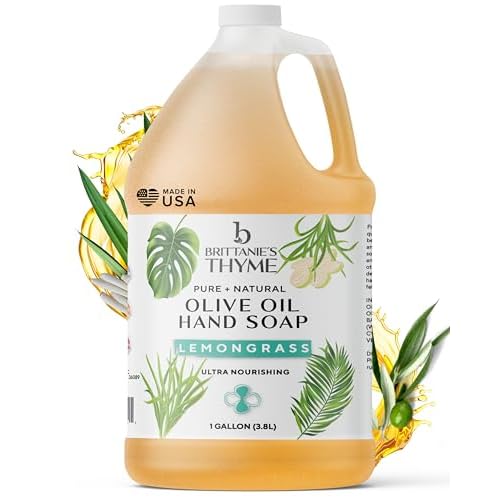 Brittanie¡¯s Pure Castile Soap ? Lemongrass, 1 Gallon (128 oz) | Natural Multi-Purpose Cleaner & Body Wash | Concentrated, Biodegradable, Eco-Friendly Soap for Hands, Face, Laundry & Household Cleaning