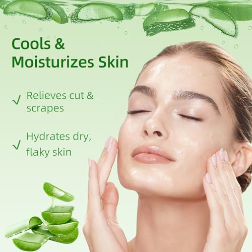Organic Aloe Vera Gel 17oz for Face and Body & Hair, 99.75% Organic and 100% Pure Aloe Vera Made within 12 Hours of Harvest, Aloe Vera For Deep Moisturizes and Sunburn Relief