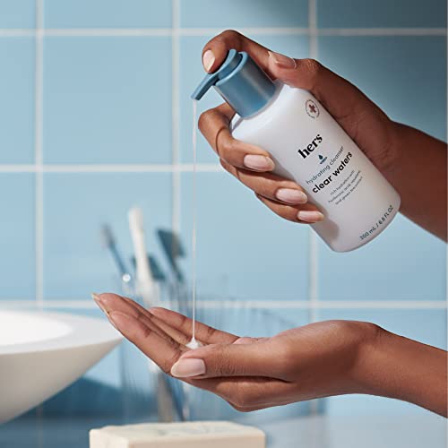 hers Clear Waters Facial Cleanser - Hyaluronic Acid, Squalane, & Green Tea Extract - Hydrating Face Wash for All Skin Types - pH Balanced & Paraben-Free - 6.8 Fl Oz