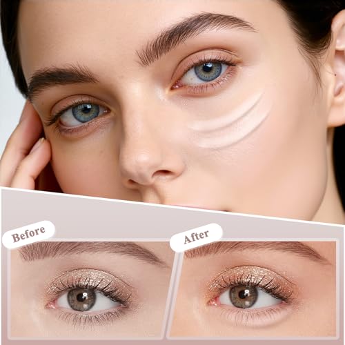 2PCS Under Eye Highlighter Stick with Brush, Waterproof & Smudge-Proof Under Eye Brightener Pencil, Highlighter Makeup Pen, Lying Silkworm Pencil Highlight & Contouring Stick (DC01-Beige)