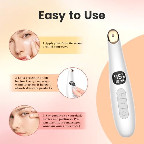 Eye Lift Wand, 3 Modes Eye Massager Wand, Eye Massager for Dry Eyes, Dark Circles and Puffiness, Eye Lifting Device for Fine Lines, Black