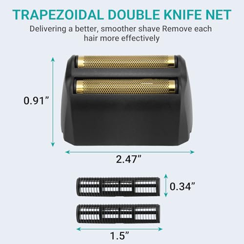8173-700 Shaver Foil Head Compatible with Wahl 5 Star Series Vanish Shaver, Shaver Foil Head Replacement Cutter Bar, 2 Pack Super Close Shaving Heads, Black