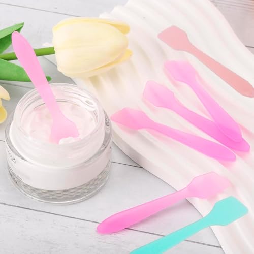 120 Pack Cosmetic Spatula, Small Plastic Spoon for DIY Facial Lip Mask, Face Cream, Body Lotion, Disposable Makeup Scraper, Multipurpose Mini Applicator for Mixing, Skincare, Sampling, Waxing