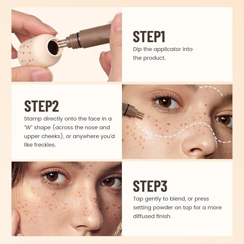 MAEPEOR Freckle Stamps 4 Colors Natural Sunkissed Looking Freckles Dot Pen Waterproof Longlasting Face Freckles (04 CARAMEL)