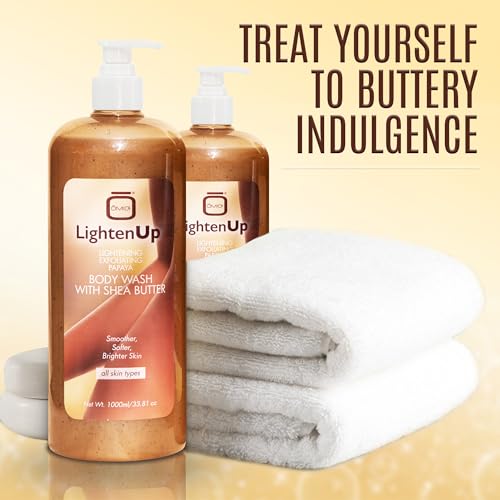 OMIC Lighten-Up LightenUp Exfoliating Body Wash - 33.8 Fl oz / 1000 ml - Formulated to Exfoliate and to Nourish Skin, with Shea Butter, Papaya
