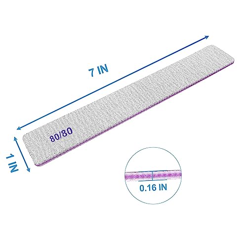 80/80 Grit Nail Files (100 Pcs), Coarse Emery Boards for Acrylic Nails and Gel Nails, Nail File Double Sided 80 Grits Emory Professional Nail Filers Pack