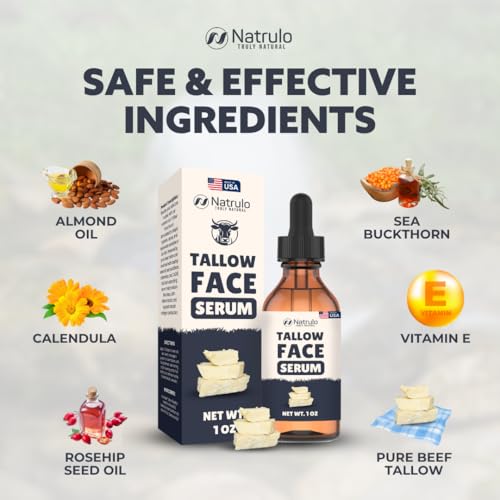 Beef Tallow for Skin ? All-Natural Grass-Fed Tallow Face Serum ? Anti-Aging Facial Moisturizer for Wrinkles, Hydration & Collagen Boost ? Reduce Fine Lines & Supports Firm, Youthful Glowing Complexion