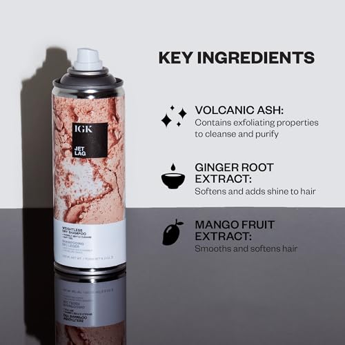 IGK JET LAG Invisible Dry Shampoo Travel | Weightless + Refresh Style | Vegan + Cruelty Free | 2 Oz