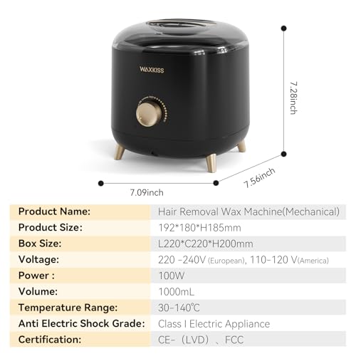 Professional Wax Warmer for Hair Removal ? 1000 ml Wax Heater with Adjustable Temperature Control, Ideal for Salon & At-Home Use (Black)