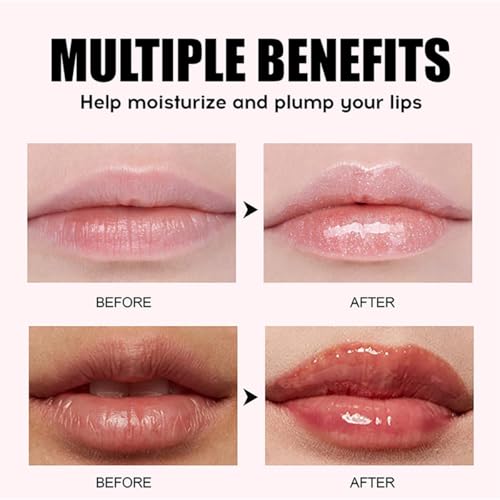 Hydrating Lip Oil, Big Brush Head Lip Glaze Shiny Transparent Lip Glow Oil, Nourishing & Non-sticky Long Lasting Fresh Clear Smooth Lip Care Plumping Lip Oil (Set A)