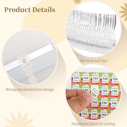 180 Colors Nail Swatch Book With Strong Attachment Force, Nail Organizer Storage with Transparent Nails for Gel Polish Showing, False Nail Tips, Salon Nail Art Color Chart, 11 x 8.1 in