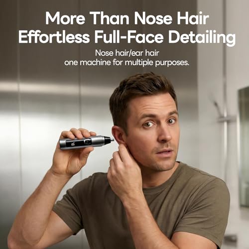 Electric Nose Hair Trimmer for Men Women,Nose & Ear Hair Trimmer,USB-C Charge,Low Noise, Ergonomic Design,Digital Battery Display,Long Lasting, Detachable Washable Head,Mens Nose Trimmer,Ear Hair