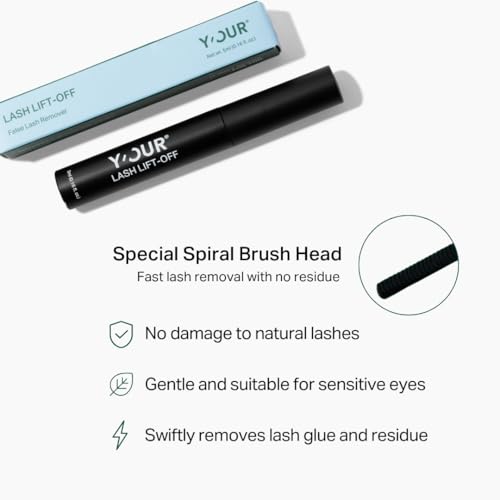 Y'OUR Powerful Eye Lash Lift-Off: Falsies & Wisps Extensions Remover; False Individual Lashes Bond Seal & Cluster Glue Cleanser. Easy, with Mascara Wand. DIY At Home, Gifts for Women