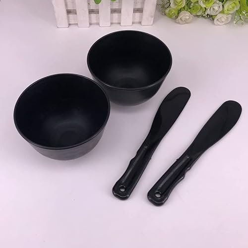 lasenersm 2 Pieces Rubber Facial Mask Mixing Bowl With Plastic Spatula Facemask Bowl Mud Mask Mixing Bowl DIY Skin Care Mixing Tool Kit for Lady Women Home Beauty Salon Use, Black