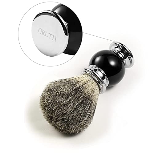 Shaving Brush, GRUTTI Men's Shaving Brush, Facial Beard Hair Cleaning Shaving Tool Shaving Brush Soap Shaving Shaving Brush, Acrylic Handle + Synthetic Shaving Brush