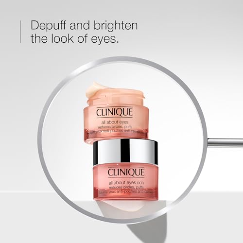 Clinique All About Eyes Lightweight Eye Cream With Vitamin C | Hydrating, Brightening, Depuffing + Dark Circle Reducing, Mini Travel Size, 0.5 Ounce