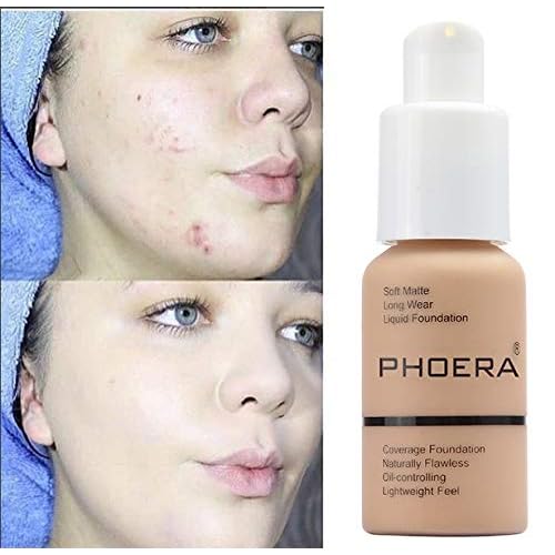 2 Pack PHOERA Foundation, 24HR Matte Oil Control Concealer, Full Coverage Foundation for Women Makeup.(104# Buff Beige)