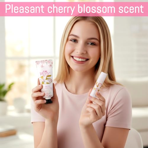 Leelosp 100 Pcs/50 Sets Quinceanera Party Favor Gifts for Guests 15th Thank You Gifts Girl Pink Hand Cream and Lip Balm Sweet 15th Birthday Party Favors for Guests