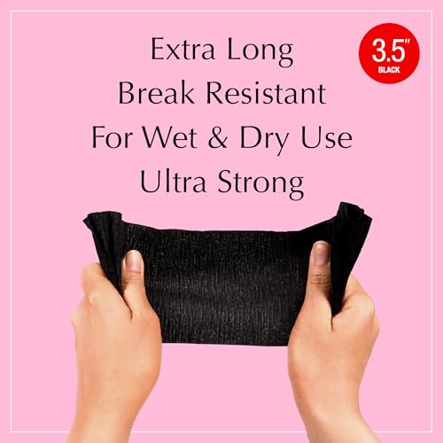 Red by Kiss Hair Wrapping Strip, Ultra Strong 2X Longer Stretch, 40 Strips, Suitable for Wet/Dry Hair, White, Styling Paper for Sleek Hairstyles (3.5", Black, 1 Pack)