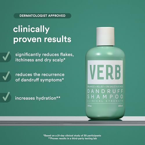 VERB¢ç Dandruff Shampoo - for Gentle Cleansing and Clinical Strength Dandruff Relief with 3% Salicylic Acid