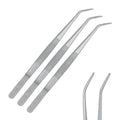 Stainless Steel Tweezers, with Curved Serrated Tip Multipurpose Tweezers Sewing Machine Tweezers Forceps for Craft Repairing (3)