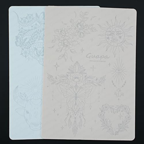 Guapa 3pcs Silicone Pre-Printed Tattoo Practice Skin with 9 Unique Patterns Tiny Tattoo Practice Skins with Design (Pink Sheet)