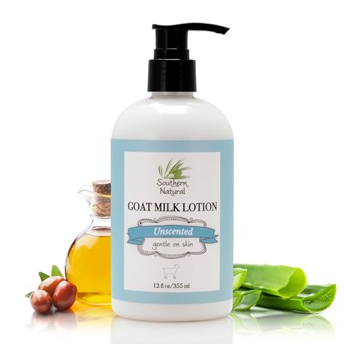 Southern Natural Goat Milk Lotion ? Nourishing Face, Body & Hand Moisturizer for Dry & Sensitive Skin - Hydrating Cream, Gentle Skincare for Soft & Smooth Feel - Unscented 12oz