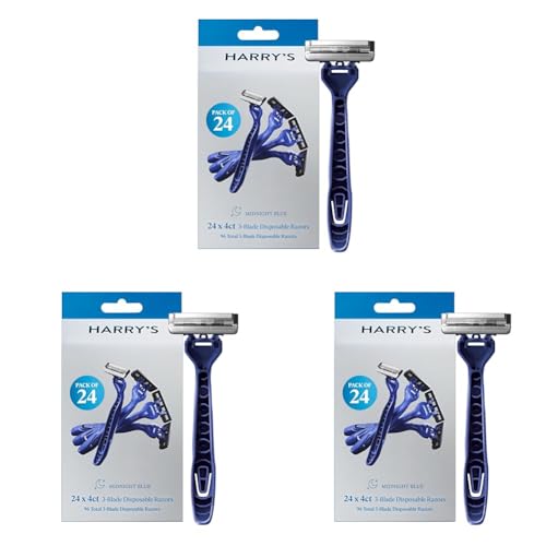 Harry's Men's Disposable Razors, 3-Blade Razors with Lubricating Strip and Pivoting Head, 4 Count (Pack of 3)