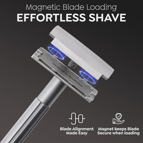 Parker Safety Razor, The SOLOEDGE ? Single Edge Razor with Magnetic Head & 100 Platinum SE Blades ? Precision Shaving, Reusable & Plastic-Free Razor for Men & Women