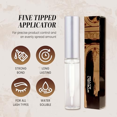 Dolly's Lash Premium Eyelash Extension Glue Bottle (5ml) Natural, Long-Lasting, Strong Hold