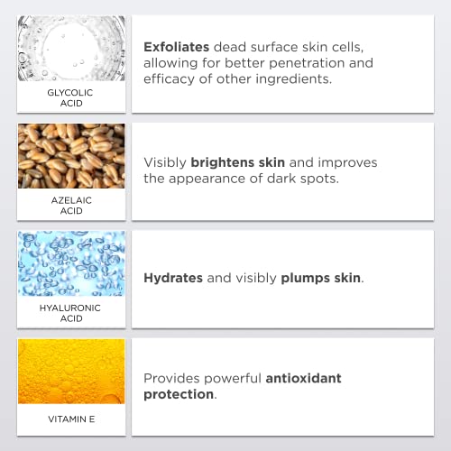 Glytone Enhance Brightening Serum?with Hyaluronic Acid, 1.7 FAV Glycolic Acid 8% Azelaic Acid & Vitamin E?Dark Spot Remover for Face? Pigmentation Treatment? Non-Comedogenic, Hydrating Serum 1 fl.oz.