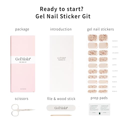GelMala Semi Cured Gel Nail Strips Oriental Design,Long-Lasting,Easy to Apply&Remove Gel Nail Stickers Semi Cured,Easy for begginners (Oiseaux ?maill?s)