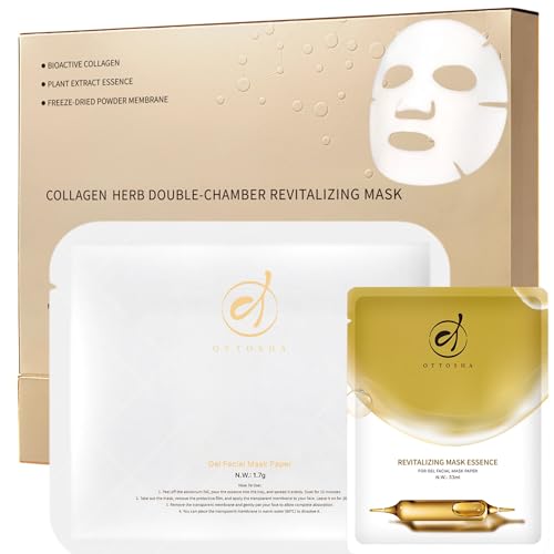Bioactive Collagen Face Mask,Separated Serum Gel 33ml And Powder Membrane, Real Deap Skin Care Beauty SPA,Hydrating,Repairing,Revitalizing, Anti-Aging (5 pair)