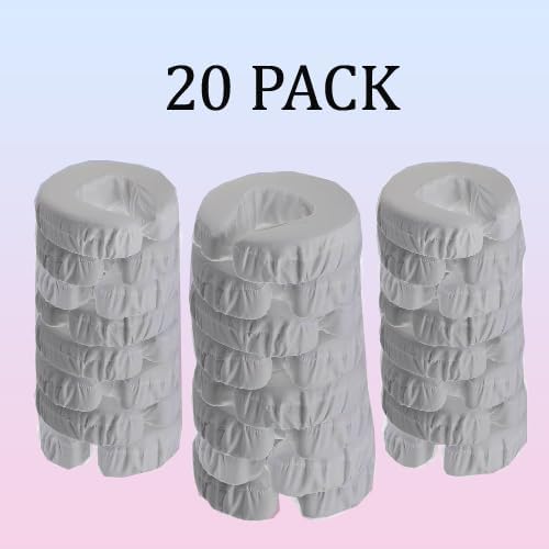 Pack of 20, Premium Microfiber Face Cradle Covers - Ultra Soft Fitted Massage Table Cradle Cover, Spa Table Headrest Protectors (Light Grey)