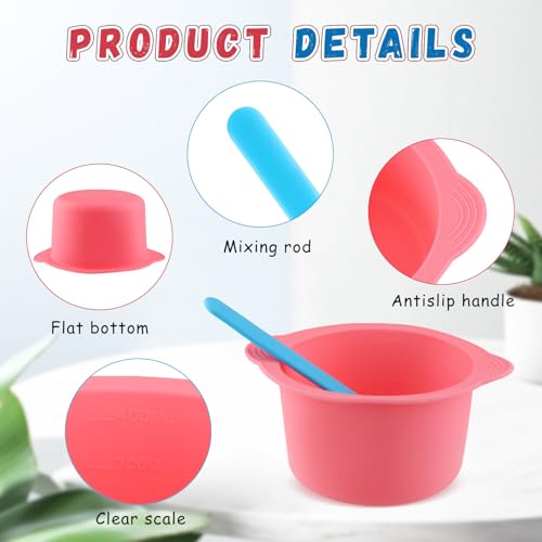 4 Colors 500ml Silicone Wax Warmer Liner,Replacement Waxing Pot for Hair Removal,Nonstick Wax Melt Liner with 2 Pcs Silicone Stirring Rod