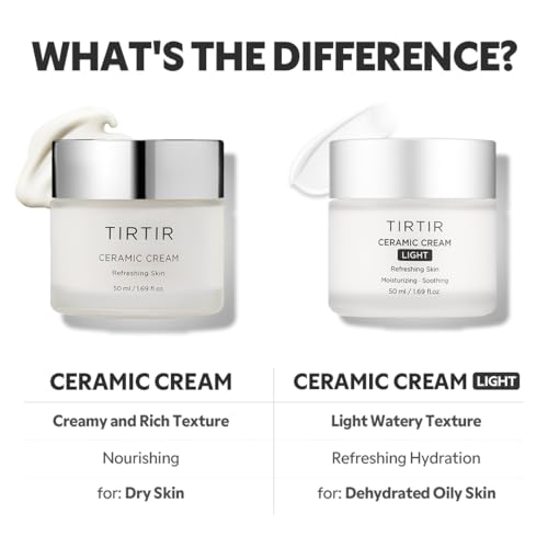 TIRTIR Natural Ceramide Cream | Deep moisturizer for Glass Skin, Polyglutamic acid, Centella Asiatica Extract, Skin barrier, Lightweight, Mild, Nature derived ingredients, Dry skin, Korean skincare