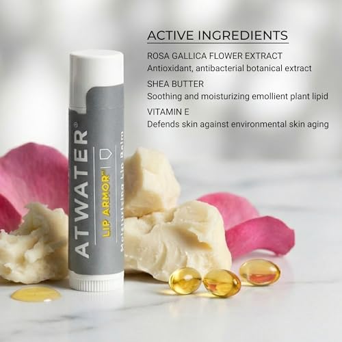 ATWATER Lip Armor Moisturizing Lip Balm Stick for Dry, Chapped Lips, Low-Shine Hydrating Lip Care with Shea Butter, Vitamin E & Squalane, Fragrance-Free Lip Balm