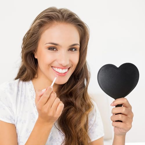21 Pcs Heart Mirror Hand Held Mirror Valentines Day Gifts Cute Travel Makeup Plastic Heart Shaped Mirrors with Handle Gifts for Women Her Christmas Birthday Party Favor Cosmetic Travel Makeup