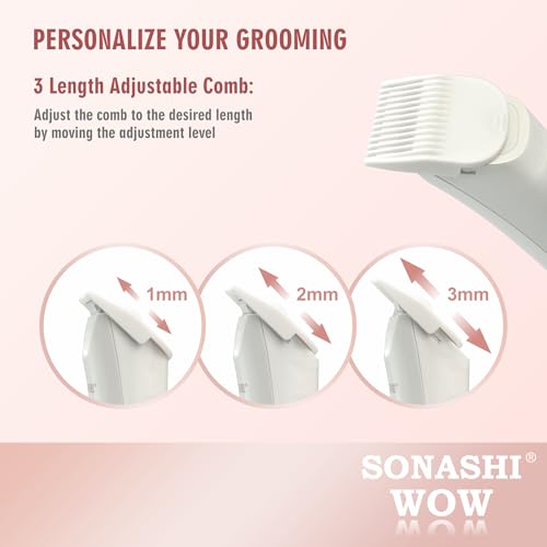 Electric Body Hair Trimmer - Groin Trimmer for Men - Bikini Trimmer Women - Wet/Dry Shaver Groomer, Rechargeable, Waterproof, Painless Hair Removal (White)