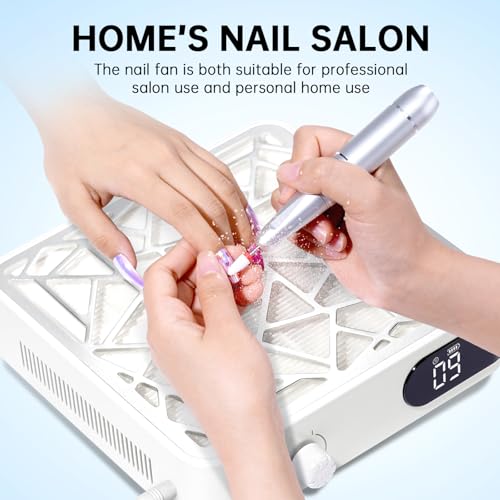 Nail Dust Collector, Cordless Dust Collector Nail Tech, Powerful Vacuum Fan Vent Dust Collector Extractor Dust Suction Machine for Acrylic Nails Polishing, Nail Salon&Home, White
