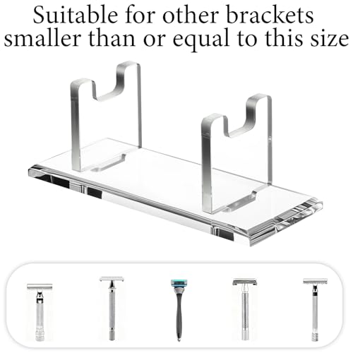 2 Pcs Acrylic Men's Razor Stand Holder Safety Razor Stand Stable Storage Bracket Shaving Brush Stands Bathroom Compatible with MK23C, Clear