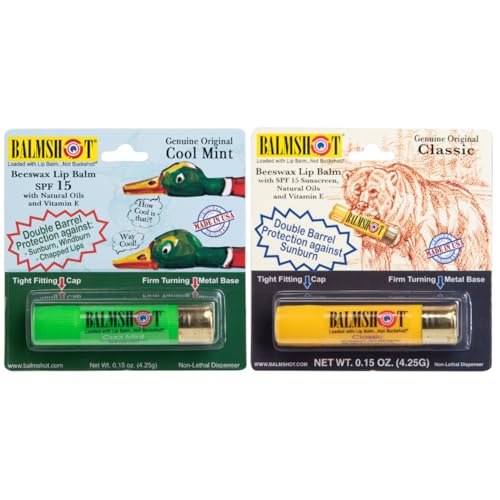 BALMSHOT Lip Balm Two Pack of Classic & Cool Mint