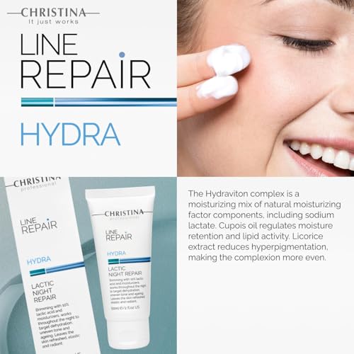 -CHRISTINA- Line Repair Hydra Night Cream with Lactic Acid | Nighttime Bliss for Skin Alignment & Rejuvenation | Elasticity Boosting, Wrinkle Reducing Night Face Cream 60ml