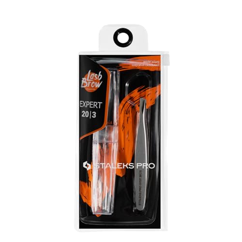 STALEKS PRO Expert 20 Type 3 Professional Eyebrow Tweezers ? Wide Beveled Stainless Steel for Thick Brows & Soft Stroke Hair Removal