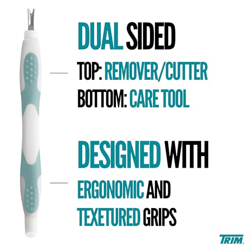 Trim Easy Hold Sure Grip Implements Cuticle Remover/Pusher, Dual Ended, Non Slip, Maximum Grip, V Tip, Cuticle Trimmer, Tool For Manicure & Pedicures, Ergonomic Design, Nail Care Essential (Pack of 2)