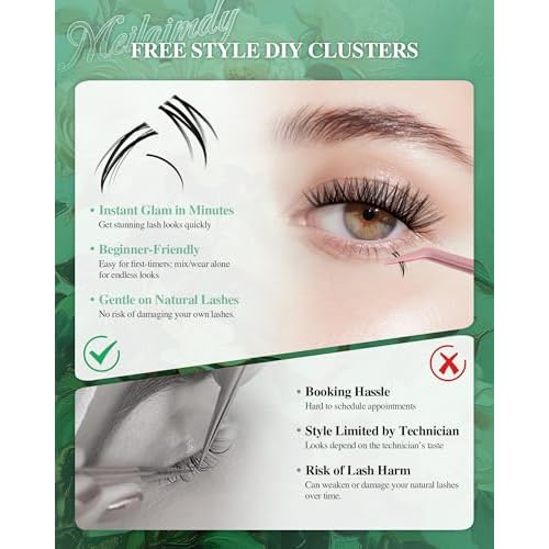 3 in 1 DIY Lower Cluster Lashes 0.07mm C Curl 5-8mm Natural Volume Individual Bottom Lash Clusters Reusable Soft Lightweight Thin Band Eyelashes for Daily Makeup (MEBDIYM3-001,304 Pcs)