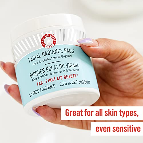 First Aid Beauty Facial Radiance Pads with Glycolic + Lactic Acids ?¢桰 Daily Exfoliating Pads with AHA that Help Tone & Brighten Skin ?¢桰 60 Count